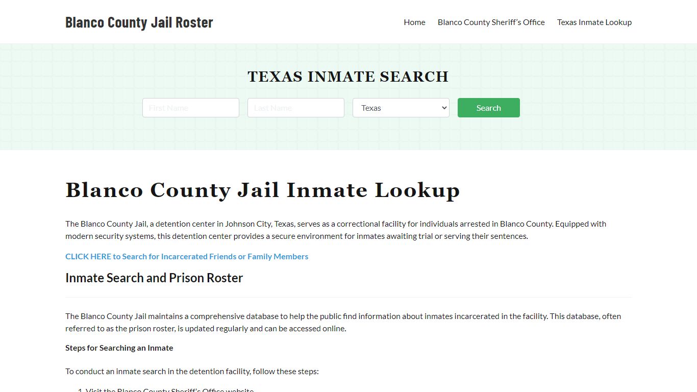 Blanco County Jail Roster Lookup, TX, Inmate Search