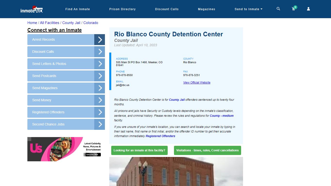 Rio Blanco County Detention Center - Inmate Locator - Meeker, CO